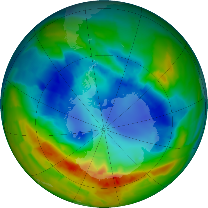 Antarctic ozone map for 22 August 2012